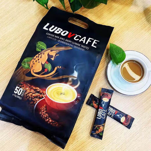 Lubov Malaysia Café à charbon importé, Cat merde Café instantané Flavour original, parfum fort, liubofei 3 en 1 Café au charbon de bois 756g 1 sac
