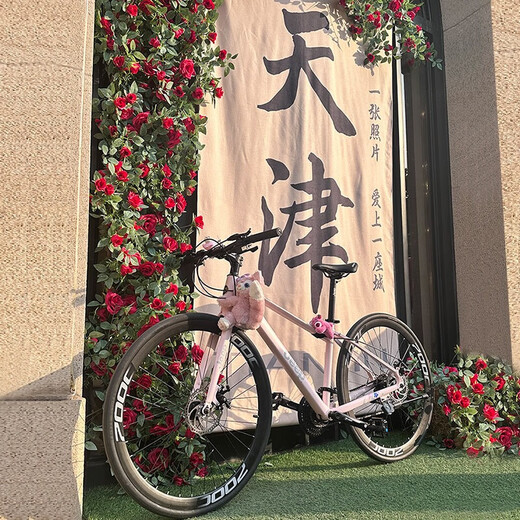 Jeep吉普公路自行车低跨度女式平把骑行变速成人男女学生代步车-卡布 卡布-樱花粉 700C（适合身高150-175CM) 27速
