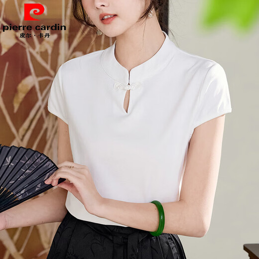 Pier Cardin Stand-up-Kragenknopf-T-Shirt für Kurzärärmel-Sommer-Chinesischen chinesischen Stil Chinesischen Stil Chinesischer Stil Choongsam mit reinem Baumwolltemperament 9885 Rot (kleine fliegende Ärmel) XL empfohlen 120-130jin [Jin gleich 0,5 kg]