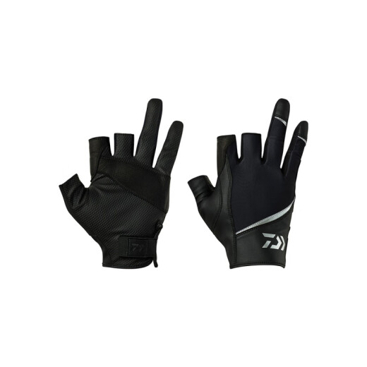 达亿瓦（DAIWA）25款DG系列 露三指手套全包式分指路亚户外钓鱼手套 露五指DG-6625 黑色（长筒） M