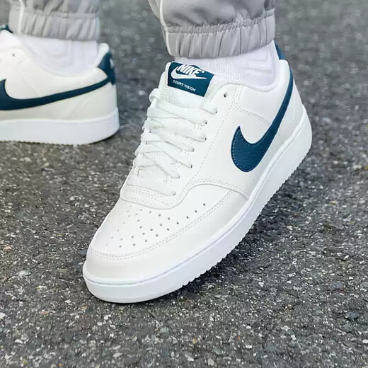 Nike (Nike) Offizielle Webbrettschuhe Herrenschuhe Herbst Einfache Version Air Force One Court Vision Sneakers Weizenfarbe Casual Schuhe HQ4867-101 Segel Weiß/Ortel Deep Sea Blue 40