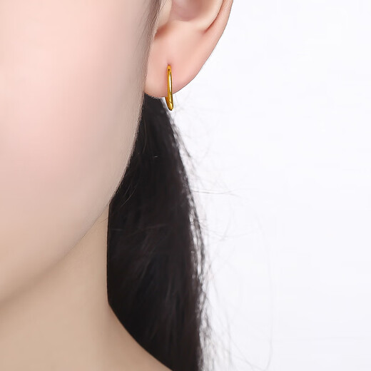 Saturday Blessing Simple Pure Gold 999 Gold Earrings Girls Birthday Gift Price AA090923 One Pair Approximately 1.24g