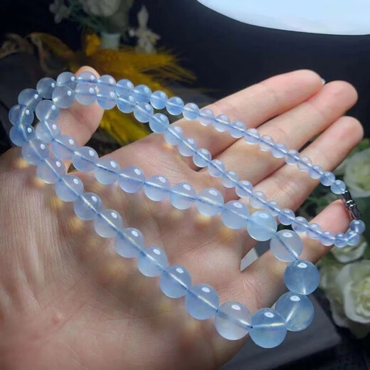 Qianjun 2025 new collection-grade Brazilian aquamarine necklace Hainan pagoda chain fashion crystal jewelry mother girlfriend tower chain necklace