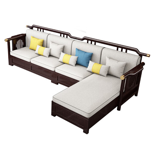 No. 1 Haoting Solid Wood Sofa Living Room New Chinese Furniture Small Apartment Single and Double Triple-Player Storage 2025 New Model 9901# Independent Single [Storage] Cotton and Line Cloth Cover