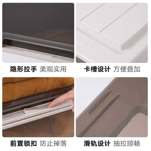三栖虎衣柜收纳箱抽屉式塑料家用衣物收纳盒衣服内衣整理箱透明储物 42L加长款3523深53*宽35*高23CM 特惠单个装