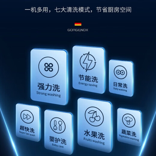 GORGENOX German gorgenox desktop dishwasher 4 sets hot air drying fruit and vegetable cleaning active oxygen sterilization small installation-free countertop household dishwasher cost-effective selection D30 first-level washing and drying + maternal and infant fruit and vegetable washing