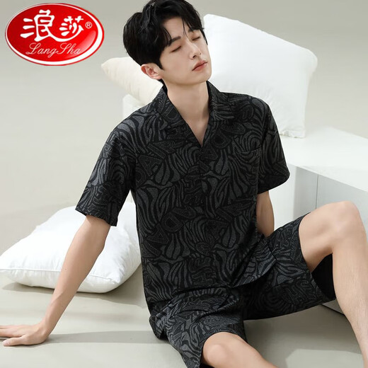 
Langsha 2025 new pajamas men's summer short-sleeved shorts summer thin casual can be worn outside large-size home clothing set 6623 men's M standard M (high 165/100 Jin [Jin equals 0.5 kg])