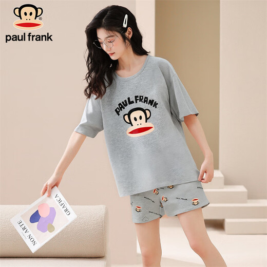 PAUL FRANK大嘴猴睡衣女夏季纯棉薄款短袖短裤全棉卡通家居服夏天套装可外穿
