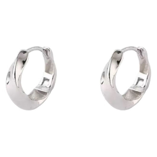 KZD Old Phoenix 999 Pure Silver Mobius Earrings Pure Copper Earrings Plain Hoop Earrings Women's Niche Design Earrings Silver Silver