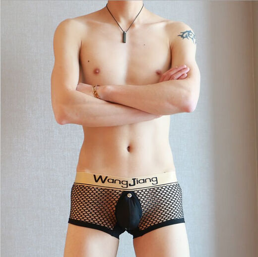 Men's sexy underwear sexy hollow thong transparent JJ passionate flirting adult couple sex products white L