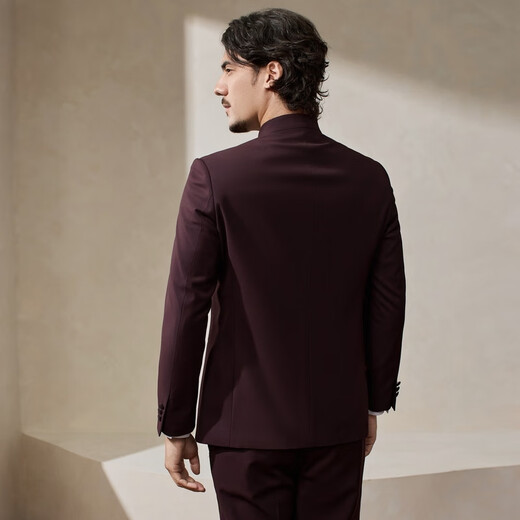 Brand QI [Collier de stand chinois] Vêtements masculins 2025 Automne et collier d'hiver Gentleman Business Rhino Rhino Pleed Suit Jujube 48 (B48)