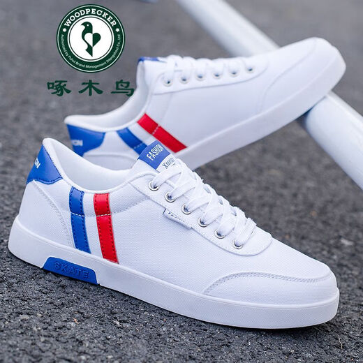 啄木鸟男鞋春季新款潮鞋男士板鞋韩版潮流男生小白鞋休闲帆布鞋春夏季 A9207皮面高帮黑色 39 标准码