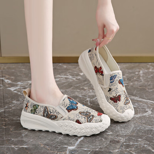 Canvas-Schuhe für Frauen im Sommer atmungsaktiven Retro-vielseitigen einbeinigen faulen Schuhen weicher Sohle bequemer nicht rutschfestem Kleidung-resistente Mutterschuhe YGNX-B8010-1 Schwarz 37