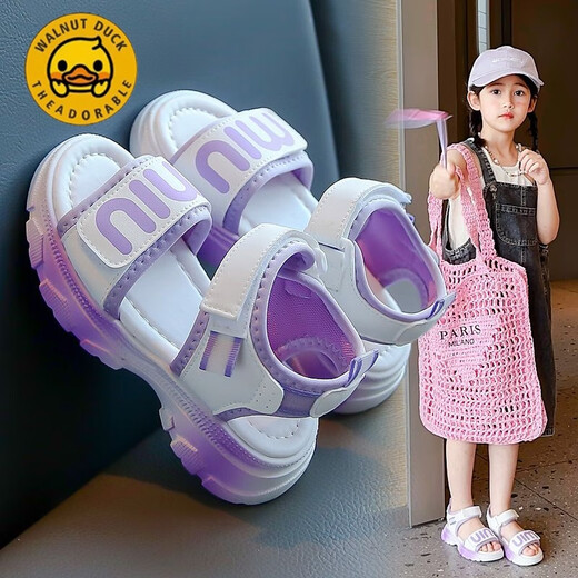 G.DUCKKIDS小黄鸭女童凉鞋夏季2025新款女孩时尚洋气公主鞋软底运动凉鞋儿童 粉色【9902】 26 鞋内长约16.5厘米