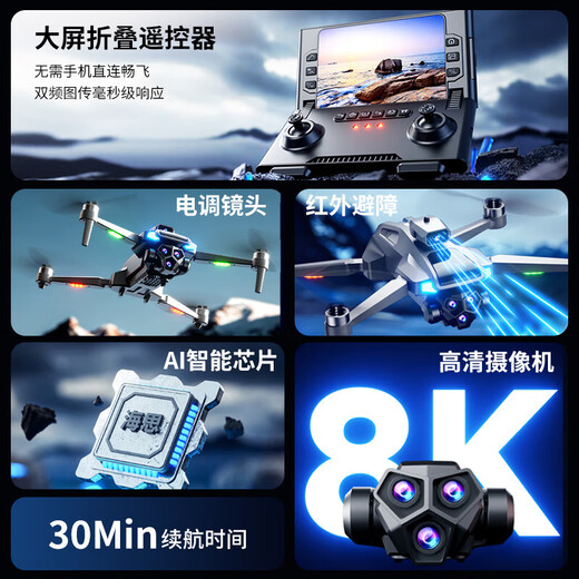 
Xiaomi Youpin UAV HD aerial folding screen GPS remote control aircraft children boy with screen remote control - HD three-camera - one-click