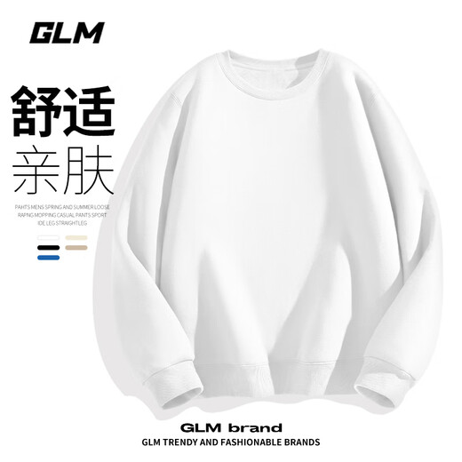 GLM velvet sweatshirt men's winter loose and versatile sports round neck bottoming shirt casual jacket black velvet XL