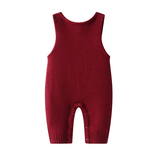 Auro Mesa Autumn and Winter Baby Clothes New Year Red Men and Women Baby Christmas Tree Overalls Knitted Sweater Pants Burgundy 90cm