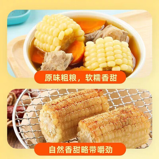 2025 First Crop Northeast White Waxy Corn Vacuum Packaging Corn Sections Coarse Grain Breakfast Meal Replacement 110g-140g/Section Rose Gold Premium White Waxy Corn 6 Sections