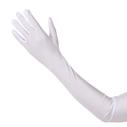 Jingji Satin Stretch Gloves Long Festival Party Performance Bar vestido de baile Vestido retro Vestido de novia Hepburn Photo Black Extended Gloves [Long 53cm1 Par]