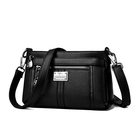 Jingshi Frauenbag 2025 Neue Frauen Umhängetasche High-End Small Square Bag mittleren Alters vielseitiger Crossbody-Tasche weiches Lederschwarz