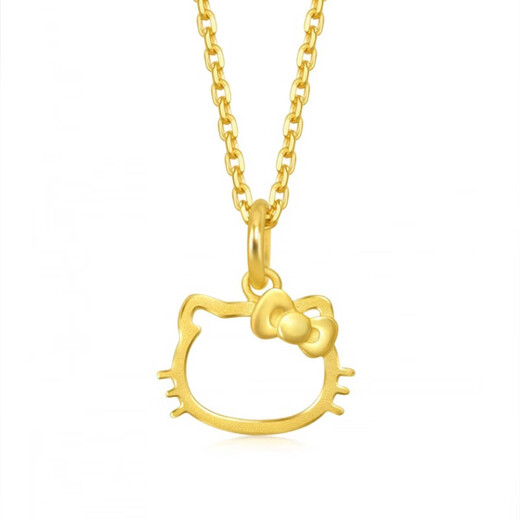 Chow Tai Sang gold pendant pure gold 999 Hello Kitty head Hello Kitty necklace clavicle chain Valentine's Day birthday gift to my girlfriend Birthday gift to my girlfriend