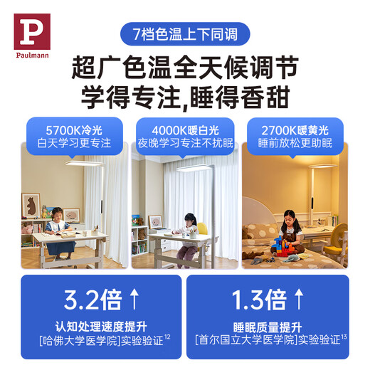 Paulmann P Germany Bormann Knight full spectrum street lamp children and students reading lamp learning special vertical eye protection lamp I Pro 2025 14 -18 Purple light eye protection multi-color temperature