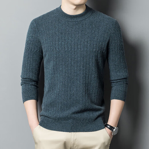 
Ordo City cashmere sweater men 100 cashmere clothes autumn and winter thick pullover sweater men base shirt gray green 2XL