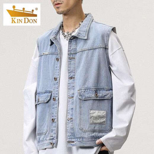 Gold Shield Denim Jacke Herbst Herbst Weste Herrenweste Herren der obersten Frühlings- und Herbsthülsen-Arbeit Jacke DLL-9216 Blue L