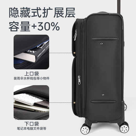 CROSSGEAR军士刀16820寸男士牛津布结实耐用拉杆旅行李登机箱 【通勤版】前置开口___便捷登机 18寸【可登机，适合2-3天出行】
