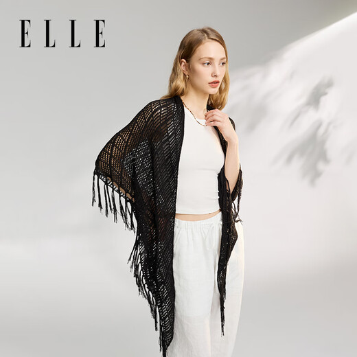 
ELLE tassel knitted small shawl for women in spring and autumn summer air-conditioned room with thin long scarf shoulder vest cardigan