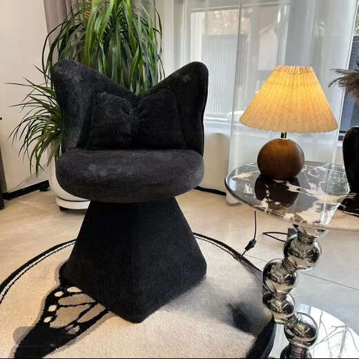 Tangke dressing table stool light luxury high-end designer butterfly chair rotatable girls bedroom cloakroom French makeup chair butterfly chair starry sky black rotatable