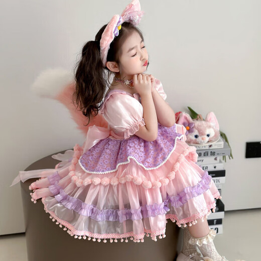 Lolita Princess Skirt Children's Summer Clothes New Girls Dress Girls Lina Bell Skirt Children's Day Performance Clothes Skirt 130 cm