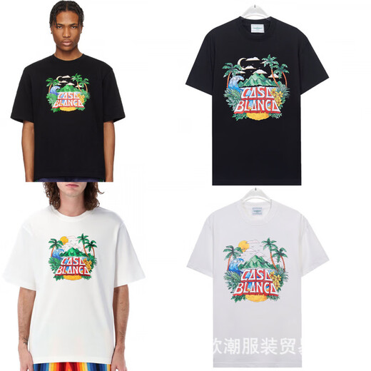 LEE KIDS25FW卡萨布兰卡夏季新款幻境之门印花男女休闲宽松短袖T恤潮 829黑色 S