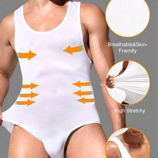 Banffise Men's Body Shaping One-piece Tummy Controlling Body Shaping Underwear Bodysuit with Hidden Buttons, Easy to Put on and Take Off, Black XL Size Please See Size Chart