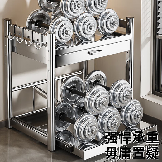 Benwang (BW) 304 stainless steel kitchen microwave storage rack household pull-out rice cooker storage rack multi-functional oven rack 304 steel drawer style original color 58cm - fully equipped