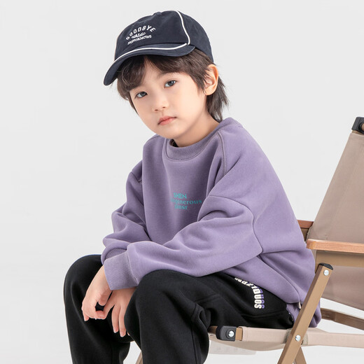 Duojia boys' velvet sweatshirt winter children's clothing long-sleeved casual sports warm bottoming children's simple printed versatile top