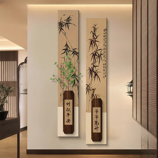 The paintings hanging on the entrance door are facing the medieval style of the new Chinese decorative paintings 2025 new Song Dynasty aesthetics BY6623+BY6624 25*145CM double-layer superimposed three-dimensional frameless painting +LE