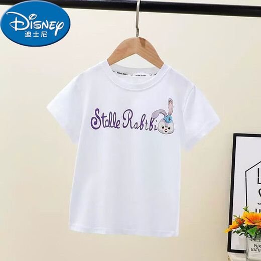 迪士尼（Disney）女童背带裤套装夏季2025新款中大童薄款短袖吊带裤子儿童牛仔短裤 背带裤+T恤 120码建议身高110厘米