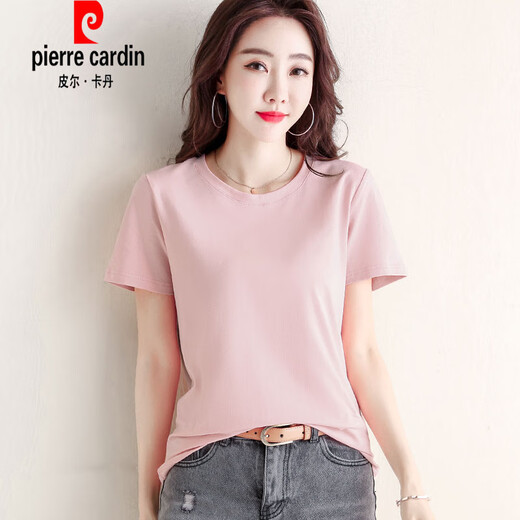 
Pierre cardin cotton short-sleeved T-shirt for women loose and versatile solid color round neck black base T-shirt summer top knitted 6172 black short-sleeved M (recommended 80-105 Jin [Jin equals 0.5 kg])