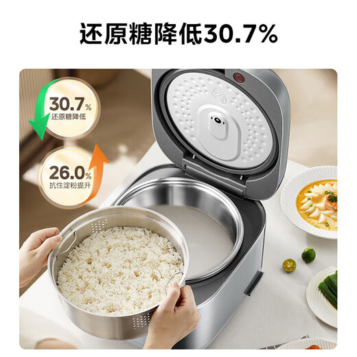 Midea low-sugar rice cooker 0-coated 316L stainless steel liner, new rice soup separation rice cooker 4-5-6-8 people, multi-functional firewood rice rice type selection rice cooker 4L