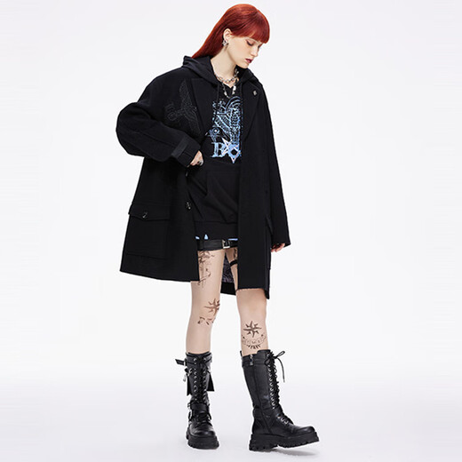 BOY LONDONFW21 Gothic letter Logo printed embroidered suit windbreaker, same style for men and women, black black XS