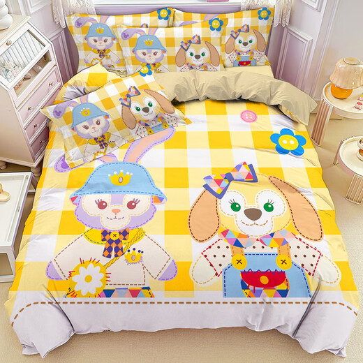 Disney (Disney) Neues hochwertiges Kinderbett vierteilige hautfreundliche und weiche Vier-Saison-Drei-teilige Set für Schüler 3884V Blattstil 1,5 Bett Quilt Cover 150*200 Vier-teiliges Set