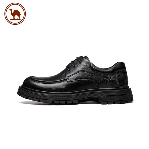 Camel business men's leather shoes soft sole casual pleated classic simple casual shoes P15A005006 black 39
