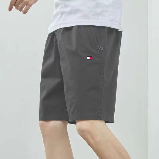 Tommybull Amerikaner Tommy Tommy Männerarbeitshose Sommer Neue Pure Cotton Lose gerade Mode Casual Beachhose YBF9224 Khaki L 100-120jin [Jin ist 0,5 kg]