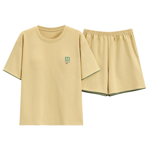 Yalu summer women's cotton short-sleeved pajamas can be worn outside 100 pure cotton home clothes for summer thin style loose can be worn outside card Y9856 M