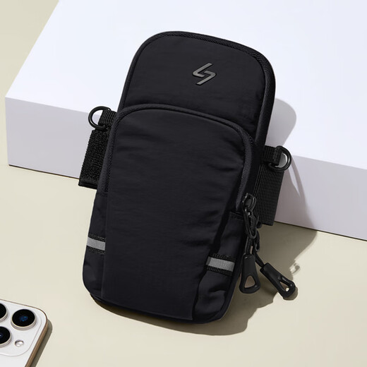 Golf (GOLF) arm bag, running mobile phone bag, men's and women's sports arm wristband bag, outdoor fitness cycling bag, water-repellent shoulder crossbody bag, dynamic black