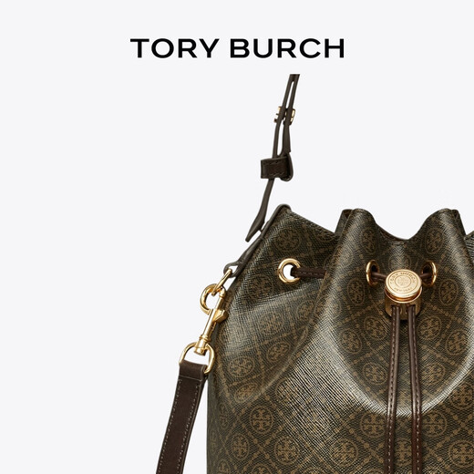 Tory Burch [Gift] TMONOGRAM Crossbody Bucket Bag Cocoa Bag 168805 Black Coffee 200