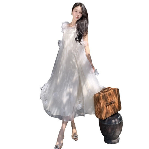 凊知柠新娘结婚晨袍森系超仙吊带连衣裙女韩式旅拍轻婚纱订婚礼服 图片色 S
