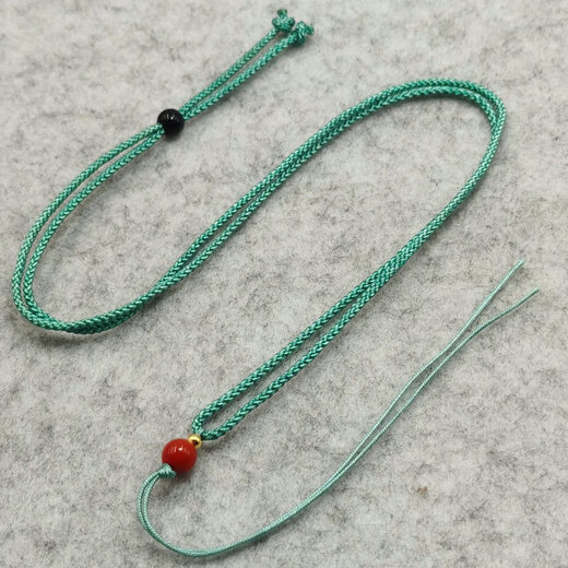 Thin rope pendant lanyard jade rope hand-woven jade necklace rope halter neck pendant rope adjustable jewelry lanyard black + top beads