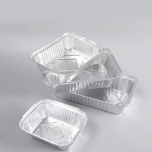 BBQ tin foil box 500 pieces pack rectangular takeaway disposable aluminum foil lunch box packing box with lid manufacturer wholesale 3524 fish plate 100 pieces